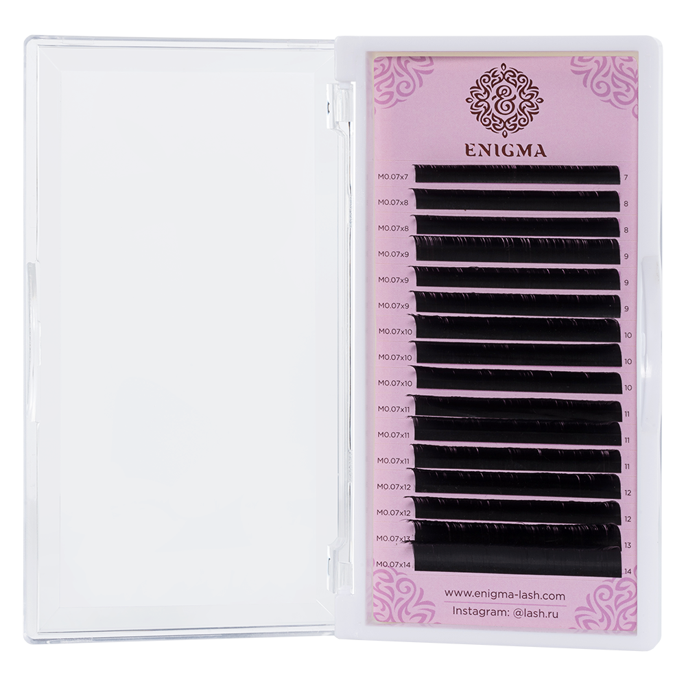 Черные ресницы M изгиб 0.07